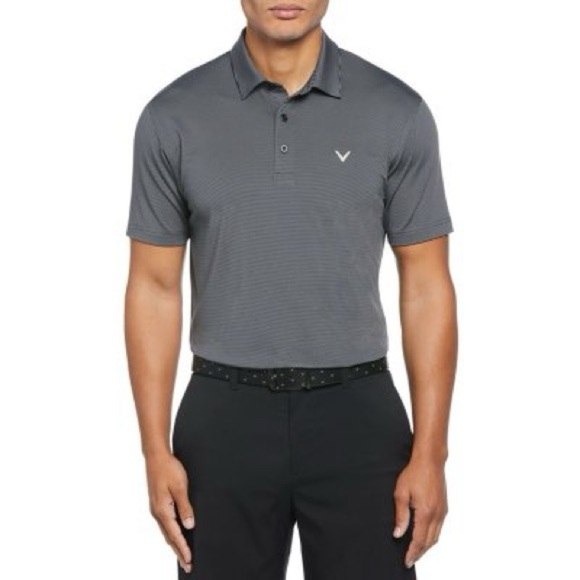 Callaway Men's Performance Short Sleeve Golf Polo | Color:Caviar Stripe |NEW/NWT - Picture 1 of 11